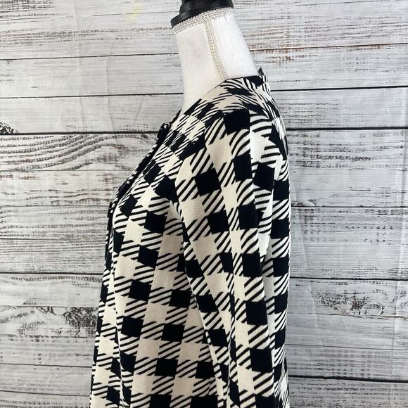 Ann Taylor Duster Jacket size Medium Black Ivory Checks Stretch Pockets Career - Picture 9 of 12